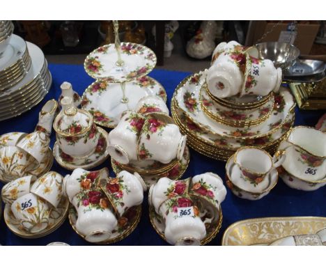 A Royal Albert Old Country Roses tea and coffee set comprising six cups and saucers of each, six side plates, six dinner plat