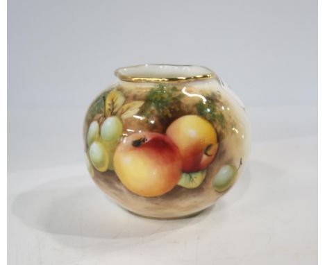 A Royal Worcester pot painted with fruits, indistinctly signed, shaped number G161 Condition Report:Available upon request