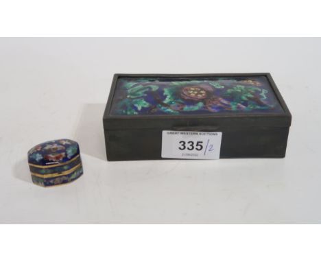 A Chinese enamel box with enamelled decoration of a pomegranate together with a cloisonné snuff box Condition Report:Availabl