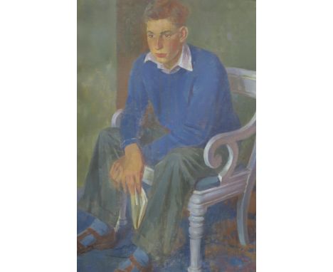 BRITISH SCHOOL&nbsp;Portrait of a young man seated, oil on canvas, 91 x 60cm Condition Report:Available upon request