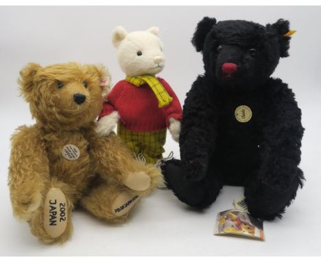 A collection of eight Steiff bears, to include a 2002 Japan Exhibition growler, another black growler, a Rupert Bear etc. (8)