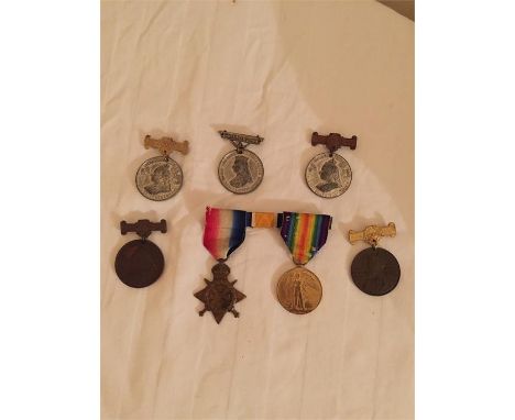 2 first war medals A.F Nicol, Royal Navy M.1188
4 Victoria school attendance medals and 1 Edward VIIth school medal