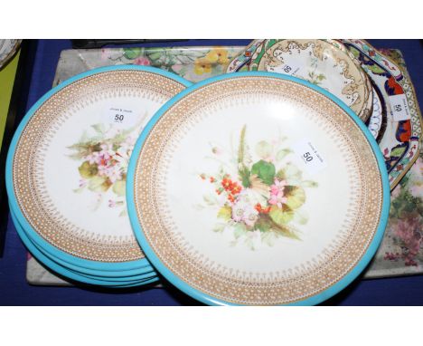 A Royal Worcester floral decorated part dessert service and a number of other decorative plates, etc