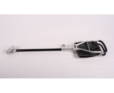 An aluminium and black leather shooting stick