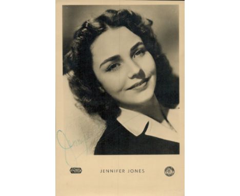 Jennifer Jones (1919-2009), American actress. A (lightly) signed 6x4 inch United Artists photo postcard. Over the course of h