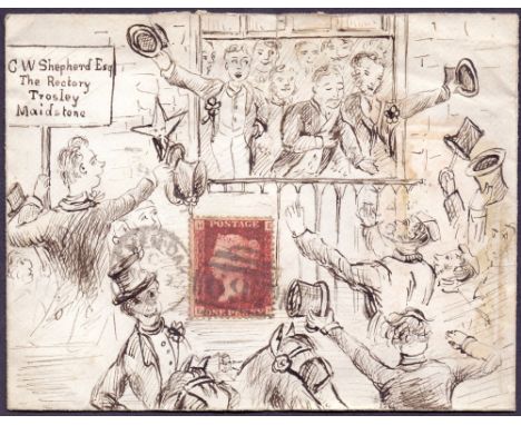 Great Britain Postal HIstory : KENT, 1868 hand illustrated envelope celebrating the General Election victory for the Liberal 