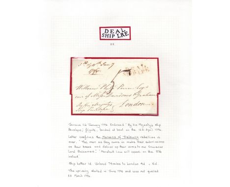 Great Britain Postal History : KENT, 1796 Deal Ship Letter from Jamaica. An important correspondence that confirms the Maroon