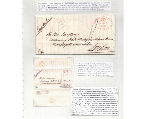 Great Britain Postal History, stamps : Plymouth Ship Letter, 1842 entire sent from Sydney, Australia and landed at Plymouth. 