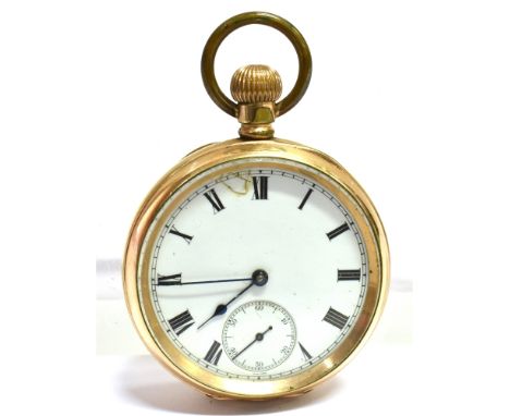 ANTIQUE OPEN FACE POCKET WATCH 4.9mm diameter case with enamel face and Arabic numerals, blued steel hands and seconds dial a