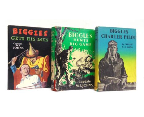 [CHILDRENS]  Johns, Capt. W.E. Biggles Gets His Men, first edition, Hodder &amp; Stoughton, London, 1950, blue boards, dustja