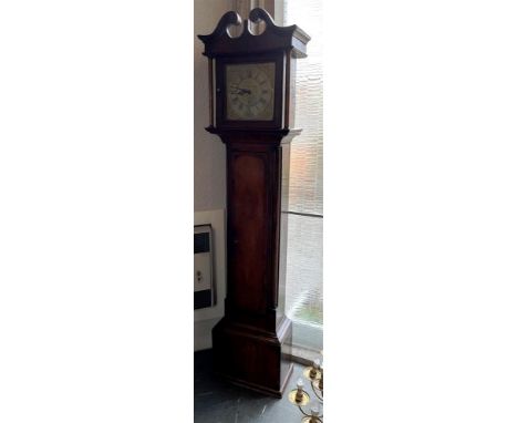 A PROVINCIAL 30-HOUR LONGCASE CLOCK  the brass dial with subsidiary calendar aperture, signed 'Phillips Oswestry', in an oak 