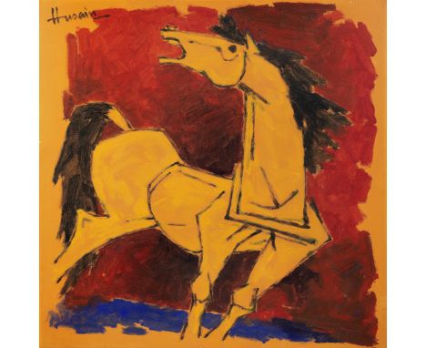 Maqbool Fida Husain (Indian, 1913-2011)Horse acrylic on canvas, framedsigned and dated 84 upper left and dated 84 verso90.5 x