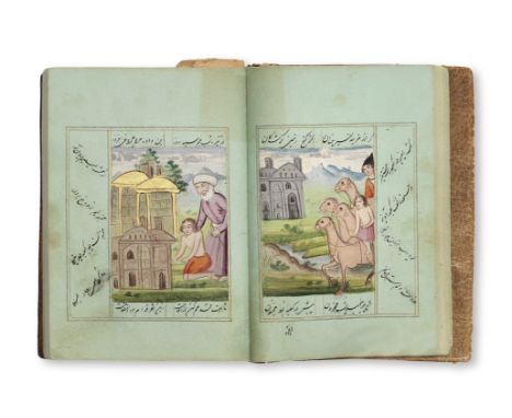 An attractive small manuscript copy of Maktabi Shirazi's Layla va Majnun, with twelve illustrations Qajar Persia, late 19th C