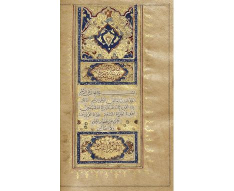A small illuminated Qur'an Persia, late 18th/early 19th CenturyArabic manuscript on paper, 275 leaves, 18 lines to the page w