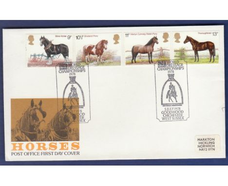 Great Britain - 1978 (5th Jul) Shire horses World Dressage Championships, Goodwood. Special h/s on Post Office First Day Cove