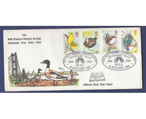 Great Britain - 1980 (16th Jan) Birds, Hull Natural History Society special h/s on First Day Cover.
