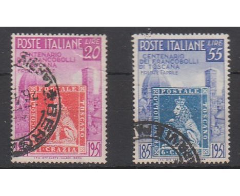 Italy - 1951  Centenary First Tuscany Stamp set, fine used, SG779/780, Cat £50.