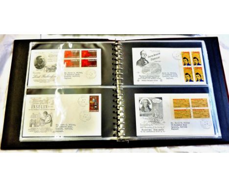 Canada - 1969-1973 FDCs First Day Cover Album with 32 Canada Covers. Woodstock Ontario Cancels with typed address.