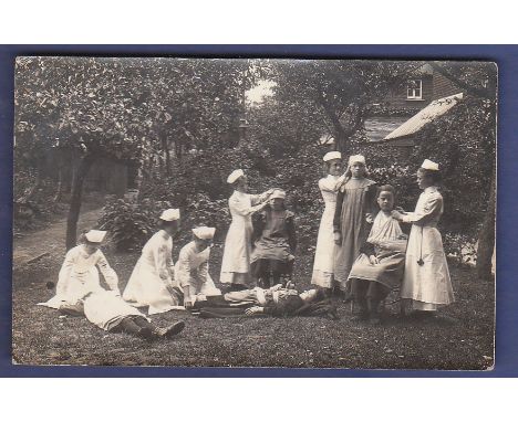 Essex Nurses teach orphan girls First Aid Clacton 1912 RP