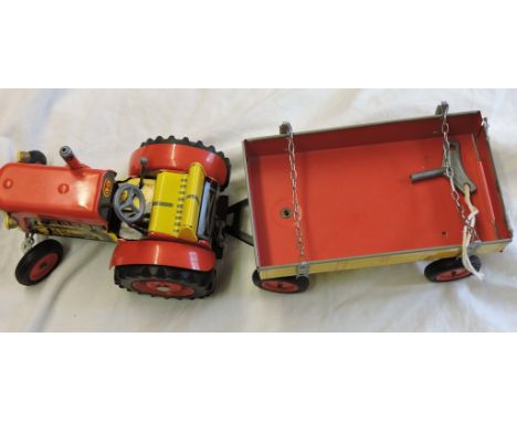 Tin Plate Toy Tractor Heavy toy tractor by Zetor, wind up. Mid 20th Century. Good condition.