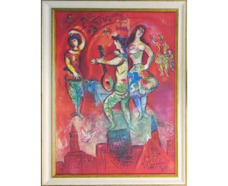 AFTER MARC CHAGALL, 'Circus in the Sky', edition of 1500 offset lithograph published by Charles Sortier 1978, 100cm x 65cm, f