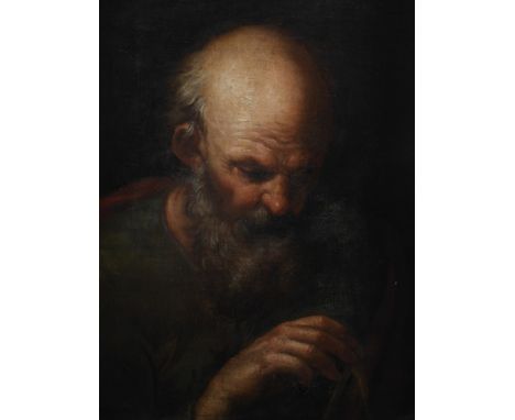 Continental School (17th/18th century): Portrait of Saint Jerome, oil on canvas, H 55 x W 42 cm CONDITION REPORT: Old relinin