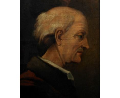 English School (18th century): A head & shoulders profile portrait of a gentleman, oil on canvas, H 38 x W 30 cm.   Provenanc