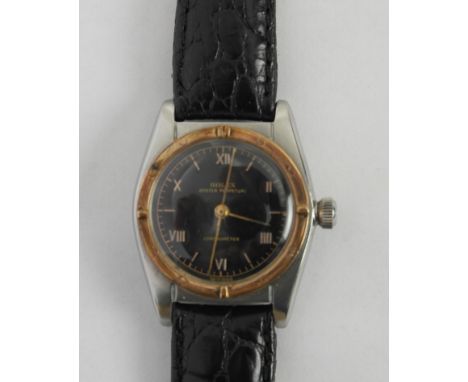 Rolex Bubbleback, steel and pink gold bezel, serial number 393140, dial with Rolex Oyster Perpetual Chronometer, with raised 