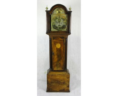 A Geoge III mahogany longcase clock:
George Graydon, Dublin
the 34cm inscribed brass arched dial with Roman chapter ring and 