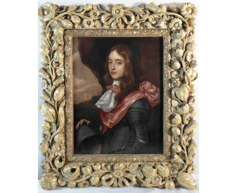 Attributed to Jan Mytens (Dutch, circa 1614-1670):
Portrait of a gentleman in armour with landscape beyond, oil on panel, H 4