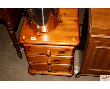 A pine bedroom chest fitted three drawers