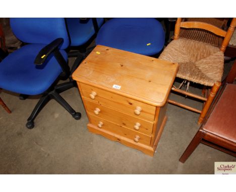A pine bedroom chest fitted three drawers