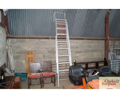 An aluminium decorators ladder