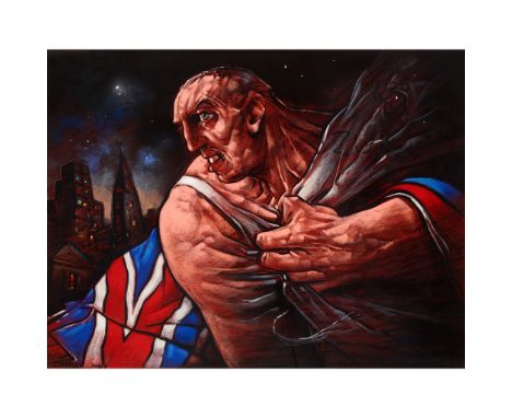 § PETER HOWSON O.B.E. (SCOTTISH 1958-) BREXIT INTO THE ABYSS, 2017 Signed and dated lower right, pastel(46cm x 60cm (18in x 2