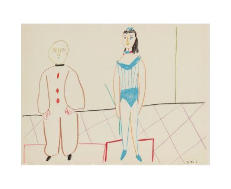 § PABLO PICASSO (SPANISH 1881-1973) LA COMÉDIE HUMAINE, 30.1.54 I Colour lithograph(image size 24cm x 31.5cm (9.5in x 12.5in)