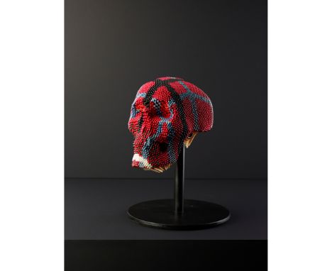 § DAVID MACH H.R.S.A., R.A. (SCOTTISH b.1956-) HEAD Signed and dated '98 on label below chin, matchsticks on a metal base(16c