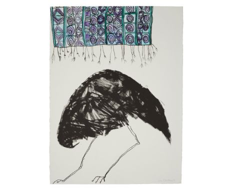 § PATRICIA DOUTHWAITE (SCOTTISH 1939-2002) BIRD Lithograph with hand-colouring, 2/20, signed and numbered in pencil, publishe