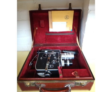 A vintage Bolex H8 reflex cine camera, cased. 