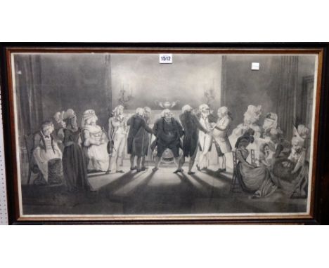 R. Pollard (18th century), 'Politics': Mr Johnson and his Society, aquatint, 42cm x 76cm.