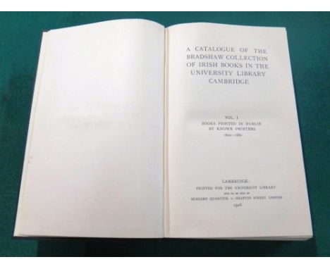 [BRADSHAW COLLECTION]  A Catalogue  . . .  of Irish Books in the University Library, Cambridge.  First Edition, 3 vols. rebou