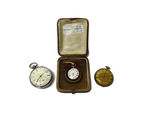 A lady's 9ct gold cased, keyless wind, openfaced fob watch, import mark London 1913, fitted to a gold brooch, detailed 9 CT, 