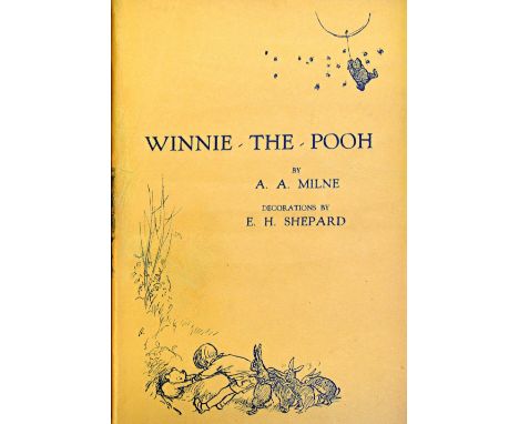 MILNE (A.A.)  Winnie-The-Pooh. With decorations by Ernest H. Shepard.  First Edition. pictorial plan on e/ps., half title; gi