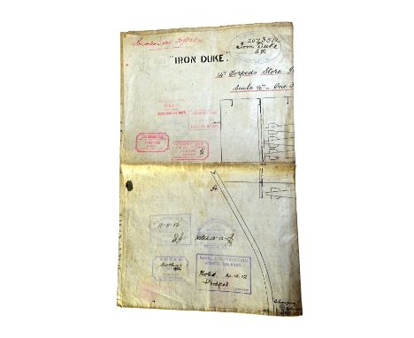 ROYAL NAVY - The Grand Fleet; an original scale drawing prepared for the construction of HMS. 'Iron Duke' (battleship, at Jut