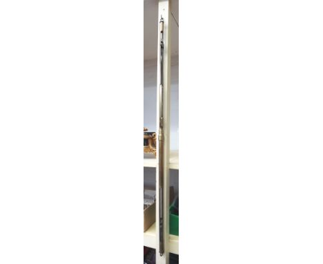 A brass cased marine stick barometer, 19th century, unsigned, with rack and pinion fine adjustment, 96cm. 