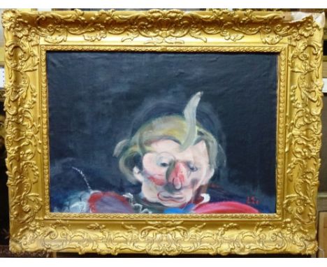 Manner of Francis Bacon, Portrait, oil on canvas laid on board, bears initials, 43cm x 61cm.