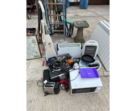 AN ASSORTMENT OF ELECTRICALS TO INCLUDE HEATERS, A FOOT SPA AND A BISSELL CARPET CLEANER ETC 