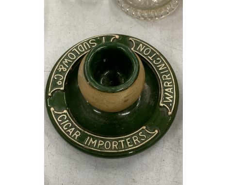 A SUDLOW &amp; CO, WARRINGTON CERAMIC ASHTRAY AND STRIKER 