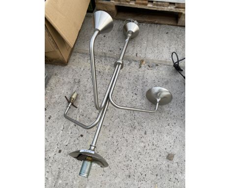A DECORATIVE CHROME CIELING LIGHT FITTING 