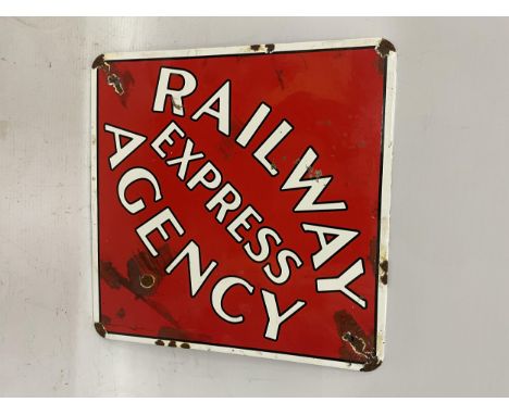 AN ENAMEL RAILWAY EXPRESS AGENCY SIGN 