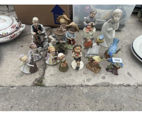 AN ASSORTMENT OF CERAMIC FIGURES TO INCLUDE BIRDS ETC 